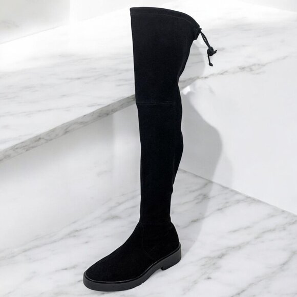 NIB Authentic Stuart Weitzman Mara Over the Knee Platform Boot Black Suede - Picture 4 of 9